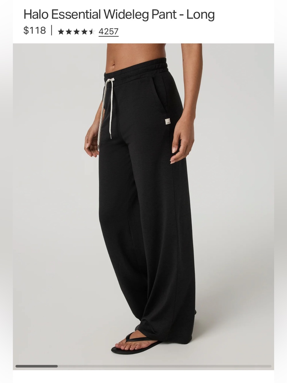 Halo Black Wideleg Lounge Pant with Drawstring